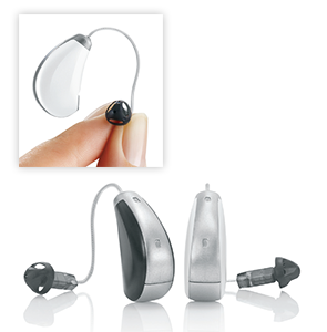The behind-the-ear version of the made-for-iPhone Starkey Halo hearing aid.