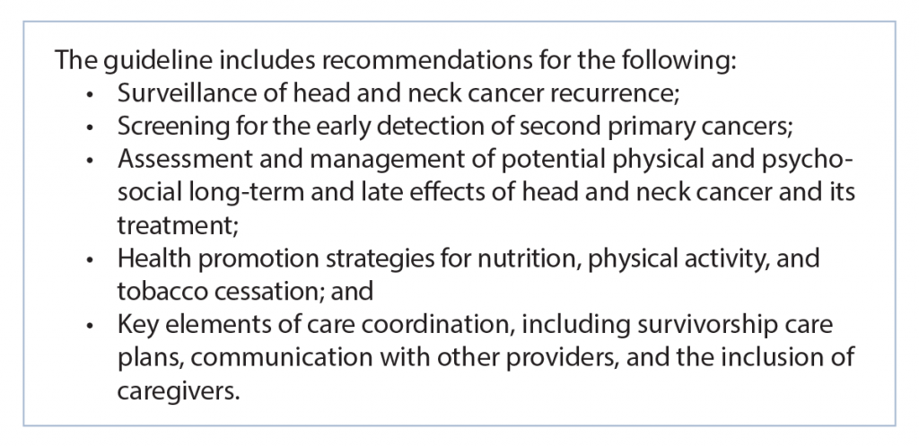 American Cancer Society Head and Neck Cancer Survivorship Care Guideline (2016)