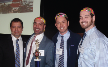 Winning team UCSD with Resident Bowl announcer Albert Merati, MD