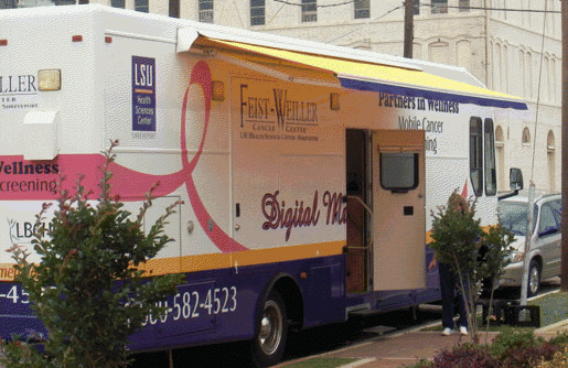 Dr. Cherie-Ann Nathan and her colleagues used this mobile screening unit to provide oral, head and neck cancer screening at a homeless shelter in Shreveport, LA, earlier this year.